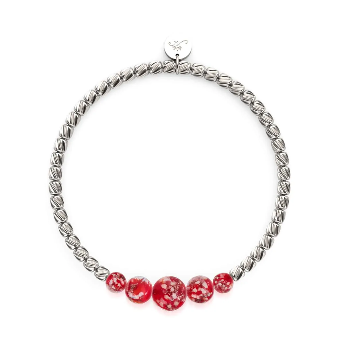 Crimson | Silver | Firefly Glass Cascade Bracelet