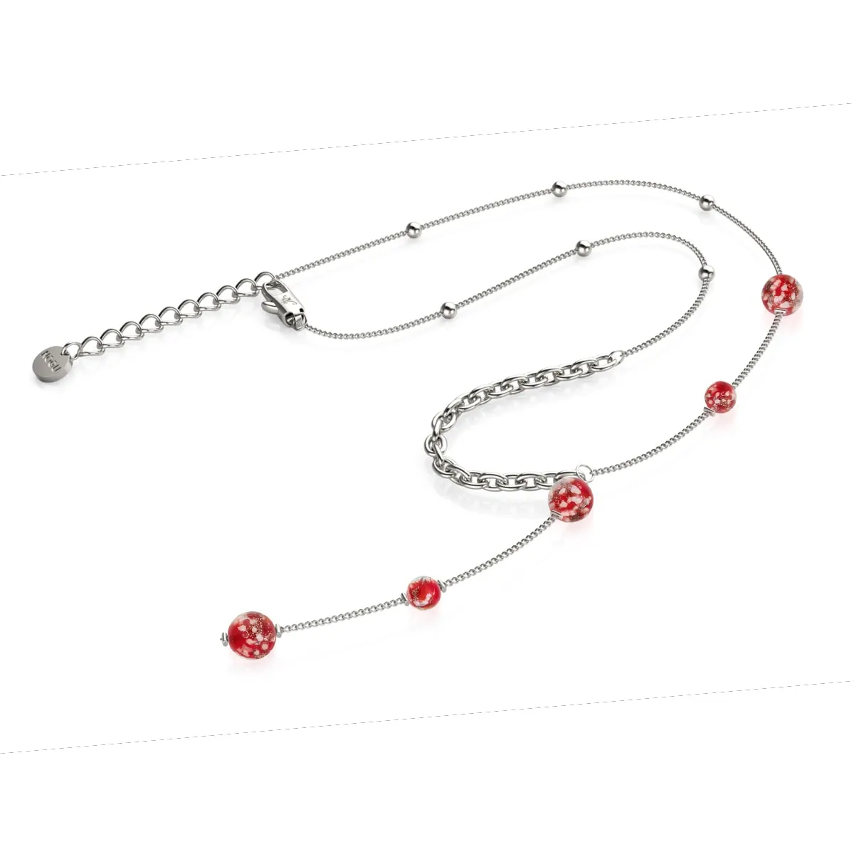 Crimson | Silver | Firefly Glass Cascade Double Pendant