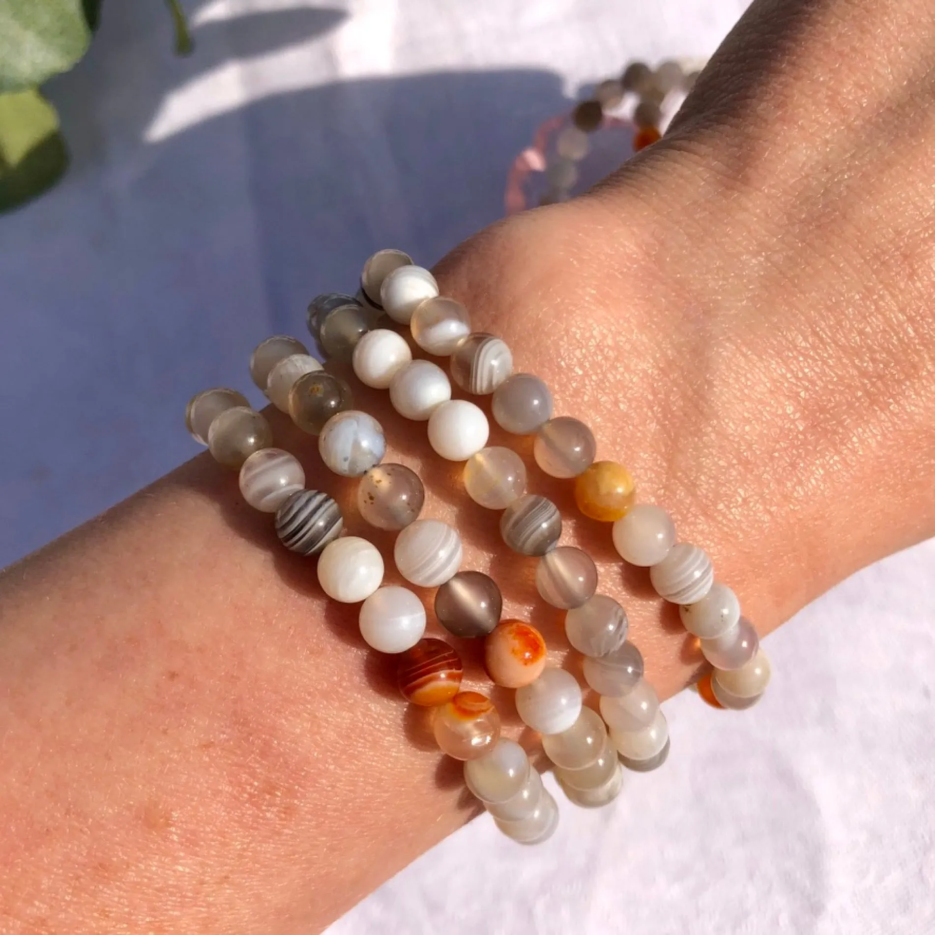 Crystal Bead Bracelet - Botswana Agate