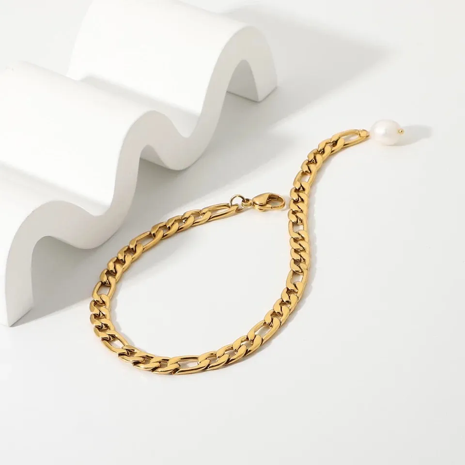 Cuban Link Pearl Bracelet