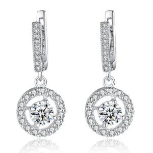 Cubic Zirconia Stone Earrings Silver