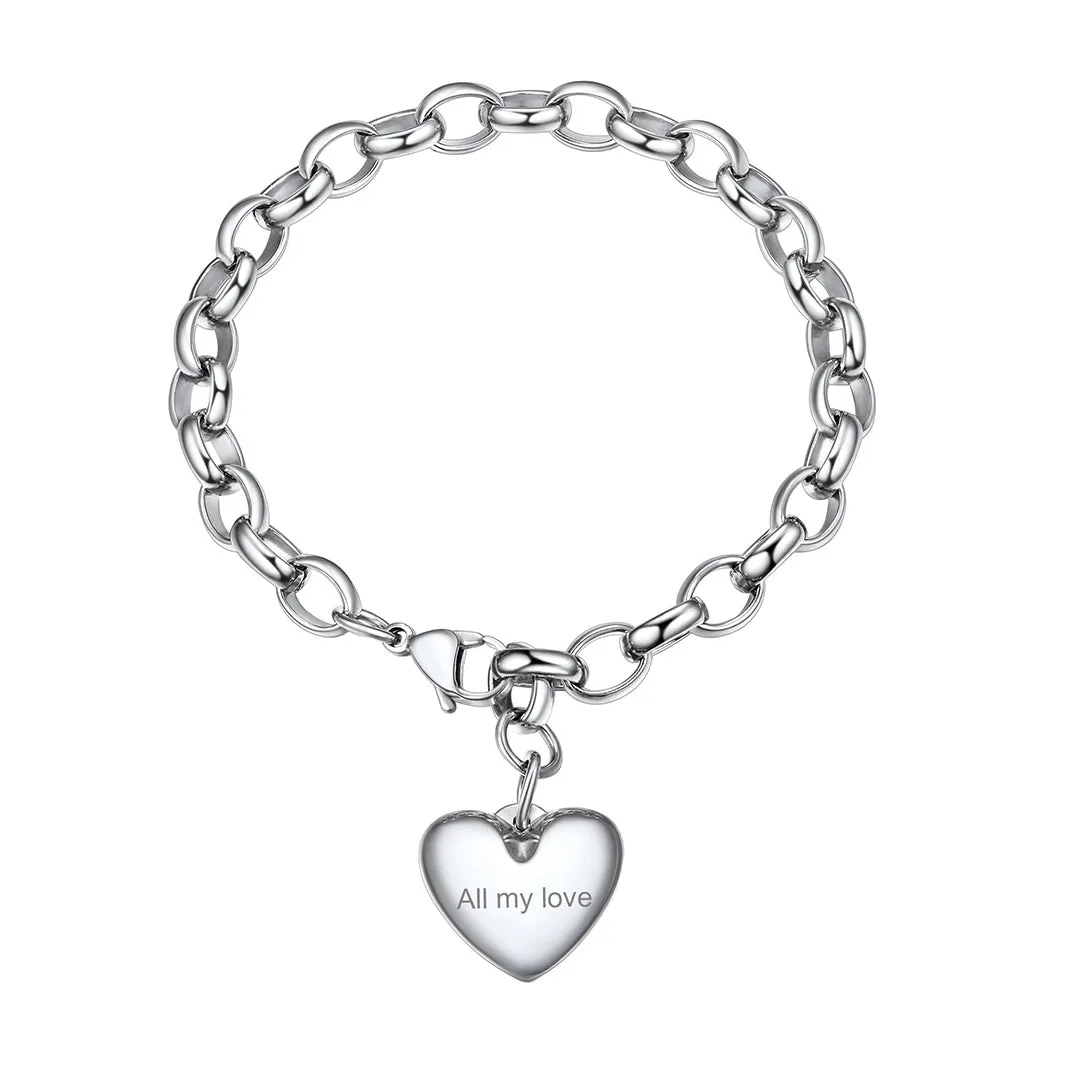 Custom Heart Shape Bracelets Memorial Gift for Men Women