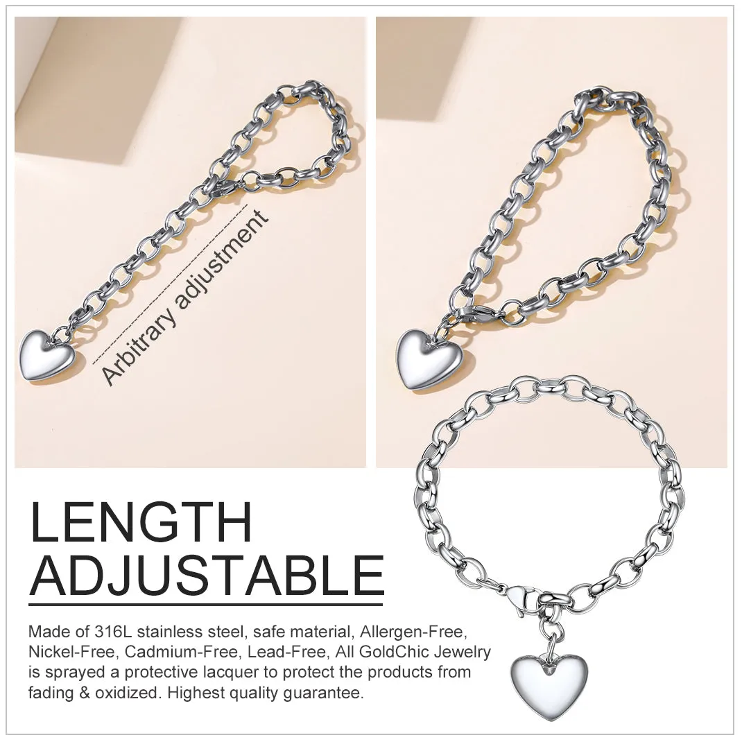 Custom Heart Shape Bracelets Memorial Gift for Men Women