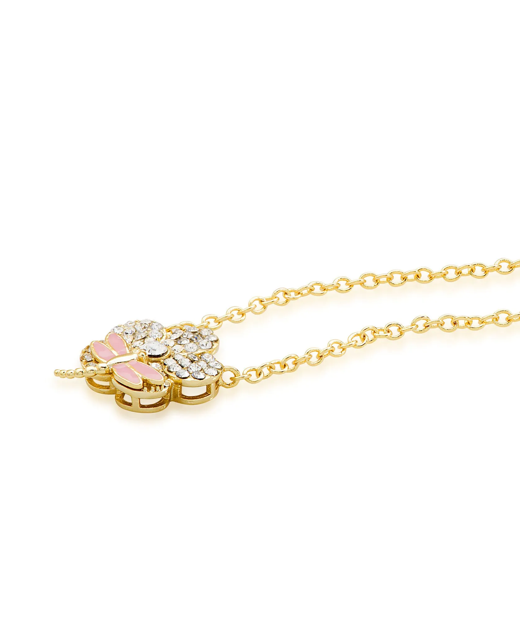 CZ Flower Necklace with Dragonfly