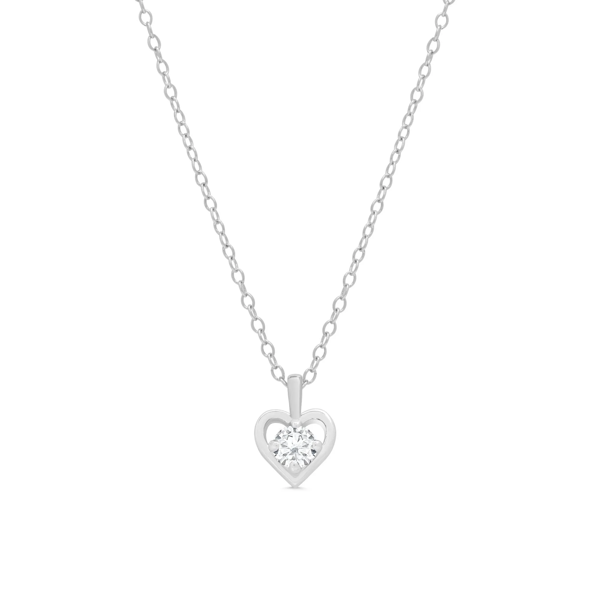 CZ Heart Pendant in Sterling Silver