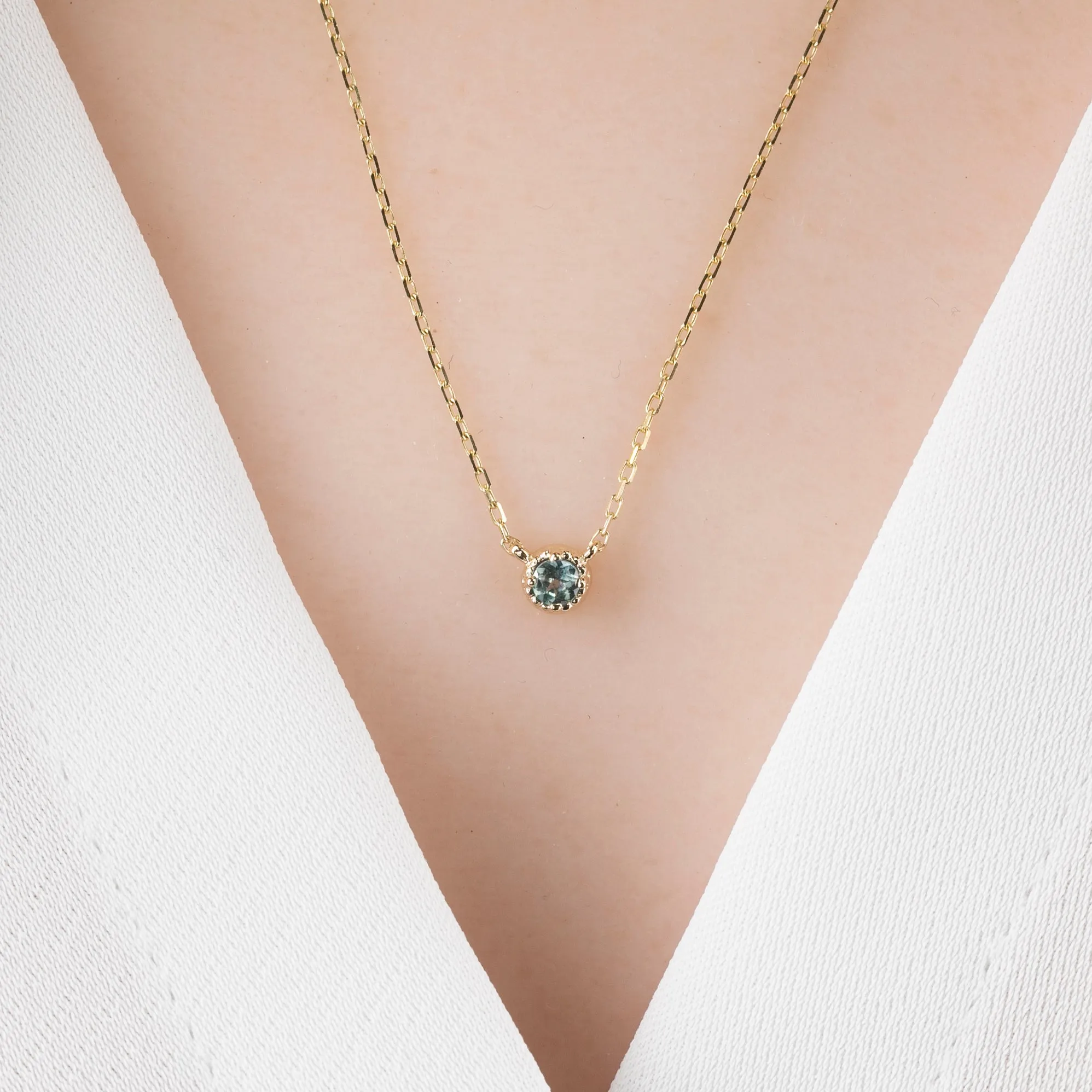 Dahlia Montana Sapphire Solitaire Necklace