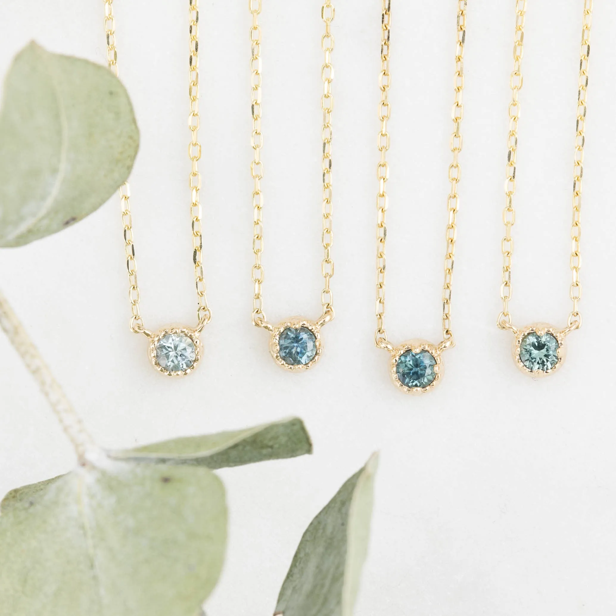 Dahlia Montana Sapphire Solitaire Necklace