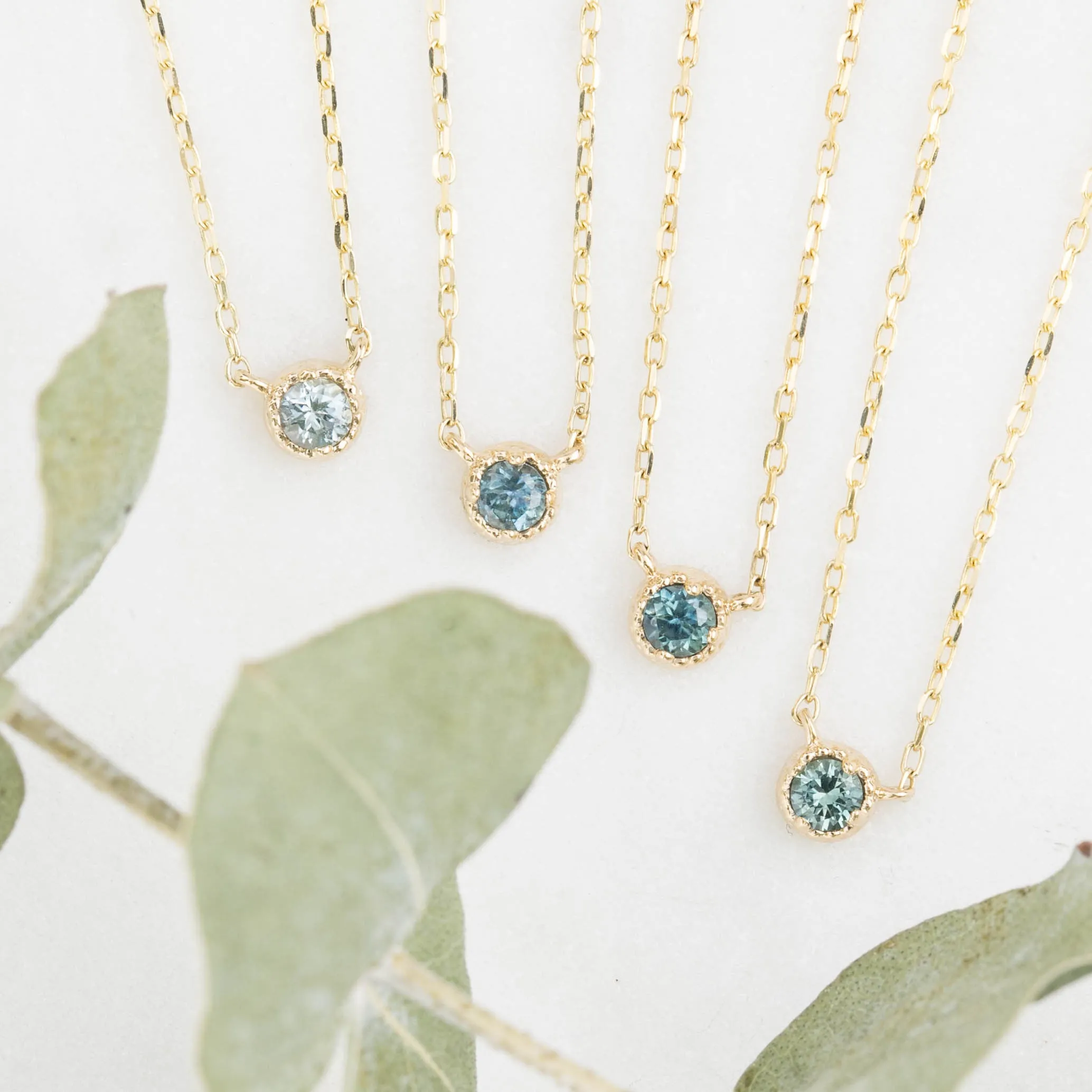 Dahlia Montana Sapphire Solitaire Necklace