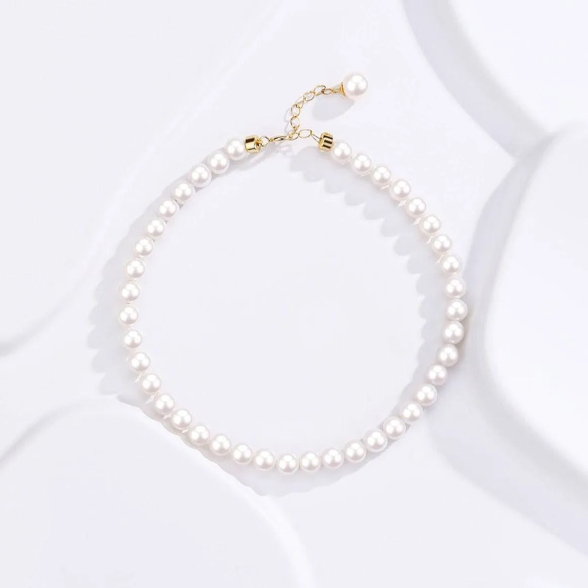 Dainty White Freshwater Pearl 18K Gold Bracelet