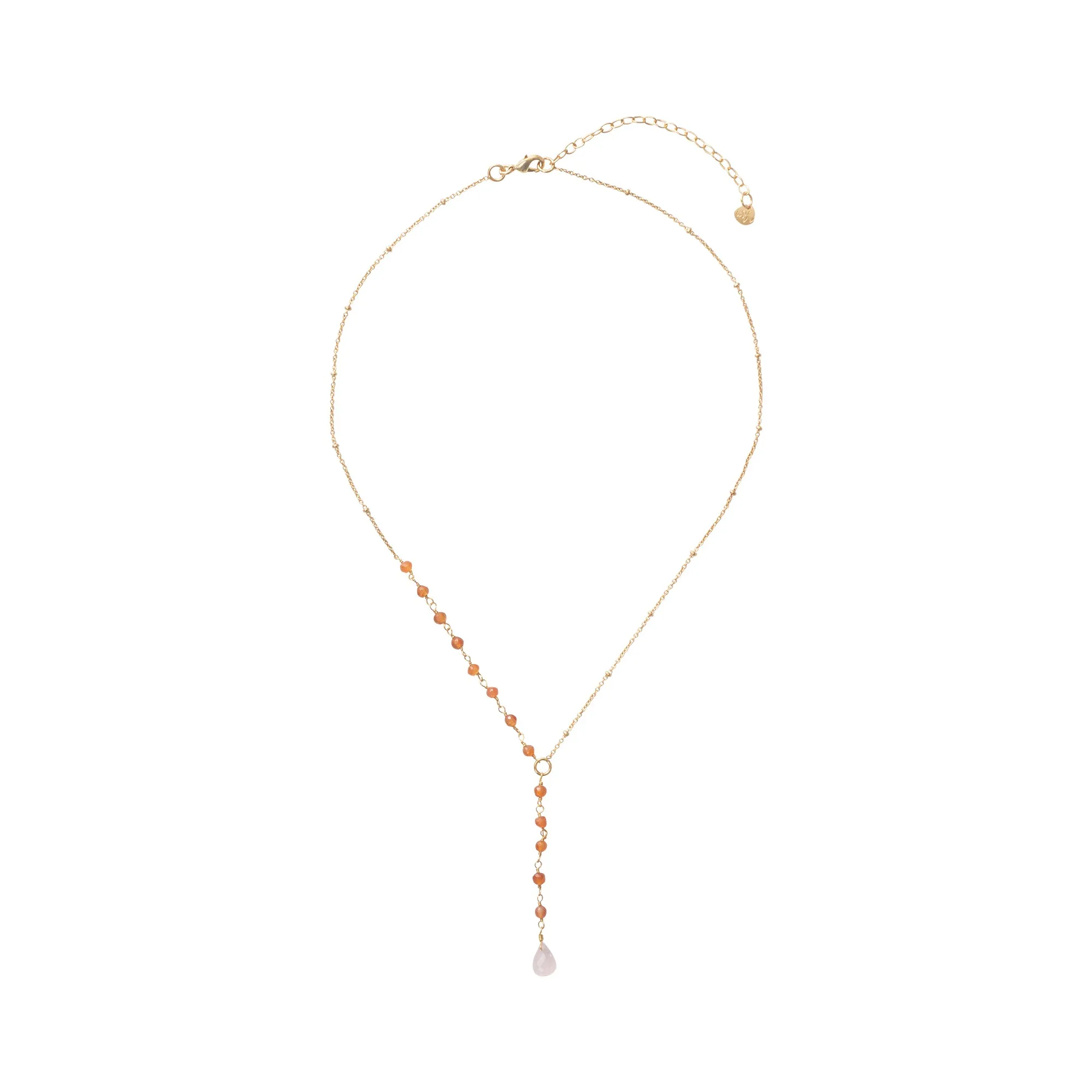 Dawn Carnelian & Rose Quartz Gold Coloured Necklace - A Beautiful Story