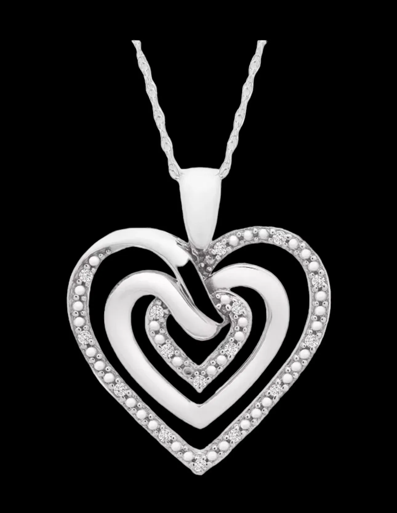 Diamond Multi-Heart 18" Pendant Necklace (1/10 ct. t.w.) in Sterling Silver