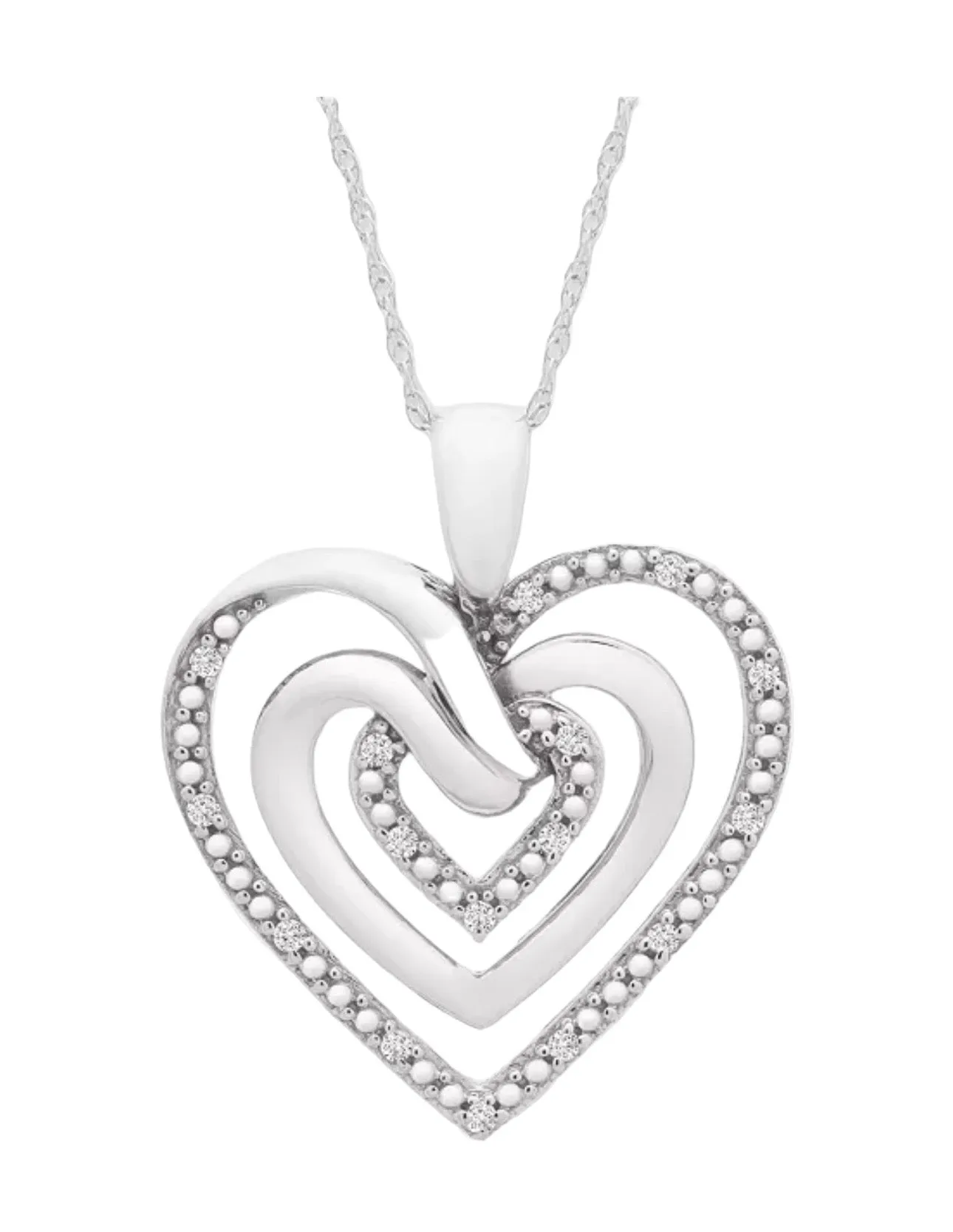 Diamond Multi-Heart 18" Pendant Necklace (1/10 ct. t.w.) in Sterling Silver