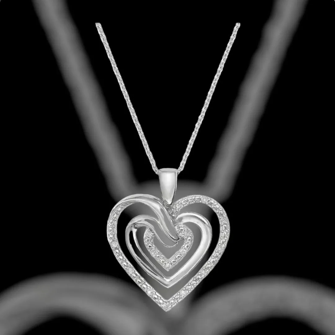 Diamond Multi-Heart 18" Pendant Necklace (1/10 ct. t.w.) in Sterling Silver