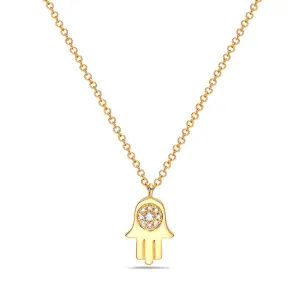 Diamond Polished Mini Hamsa Pendant