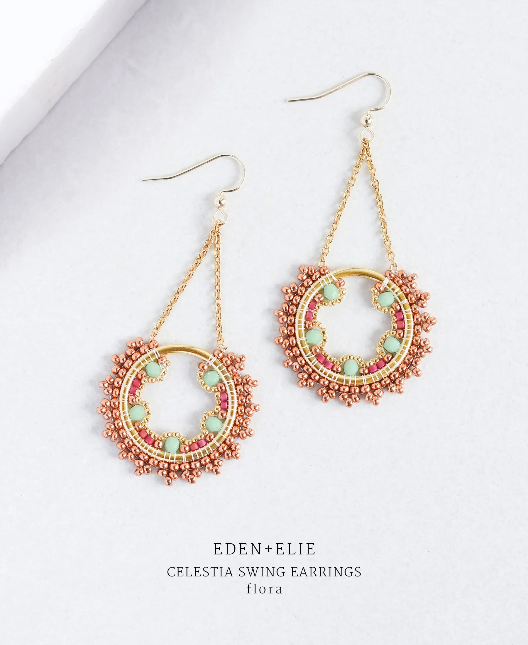 EDEN   ELIE Celestia Swing Earrings - flora green