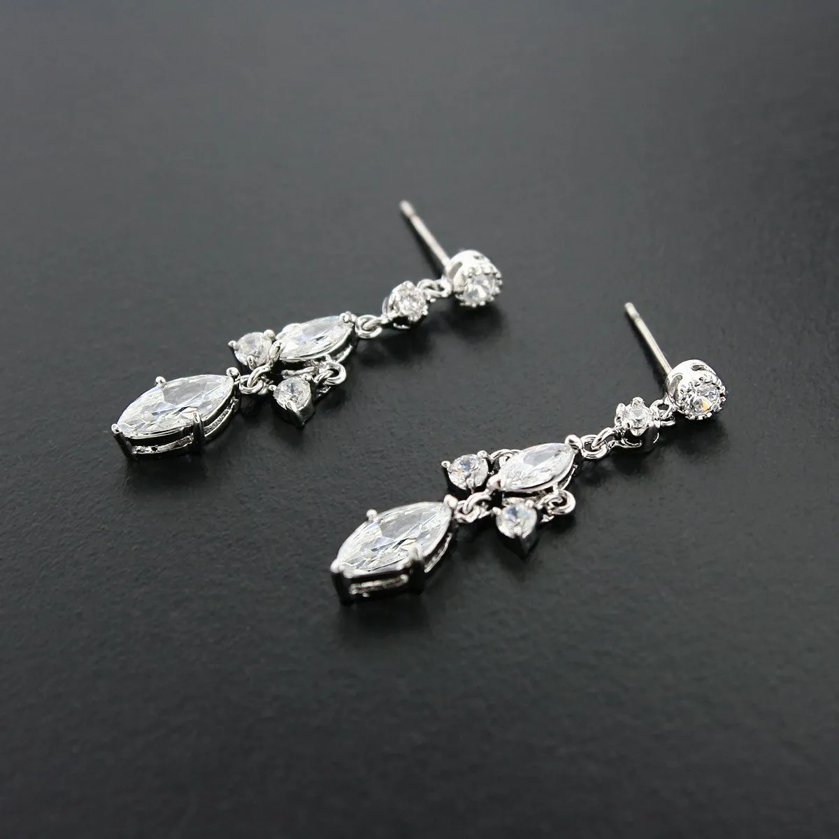 Elegant Drop Earrings with Marquise Stones