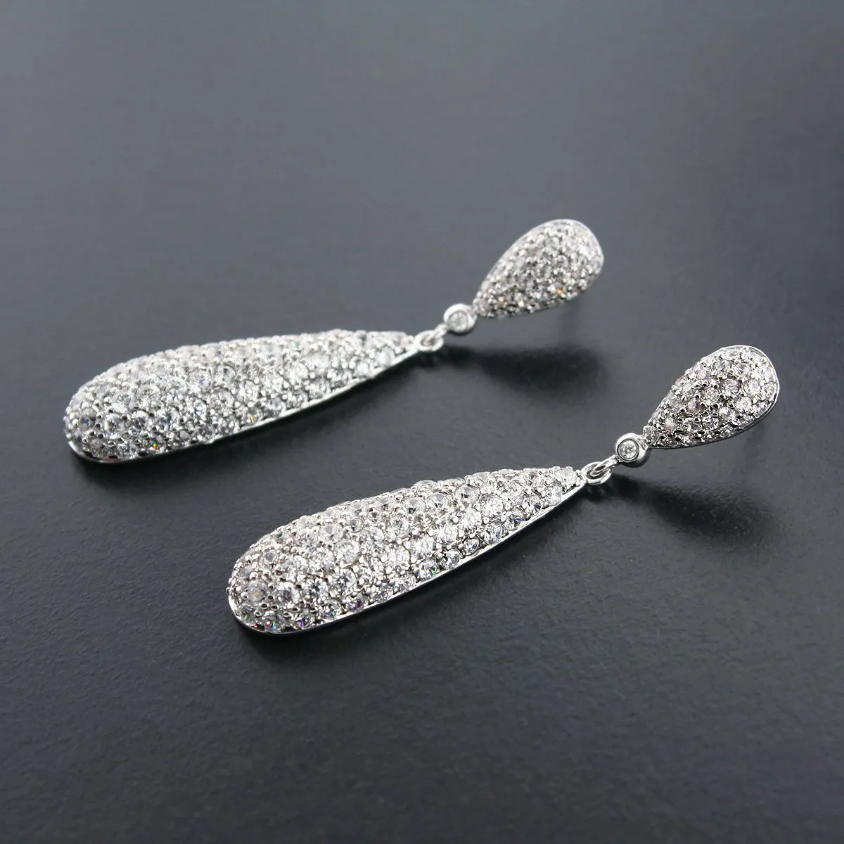 Elongated Pave CZ Earrings