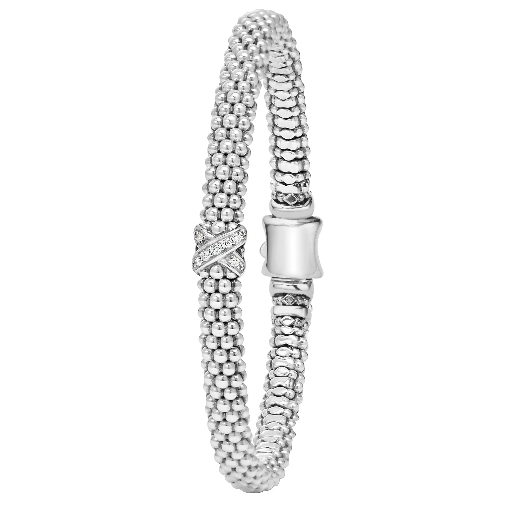 Embrace Single Station X Silver Diamond Bracelet | 6mm