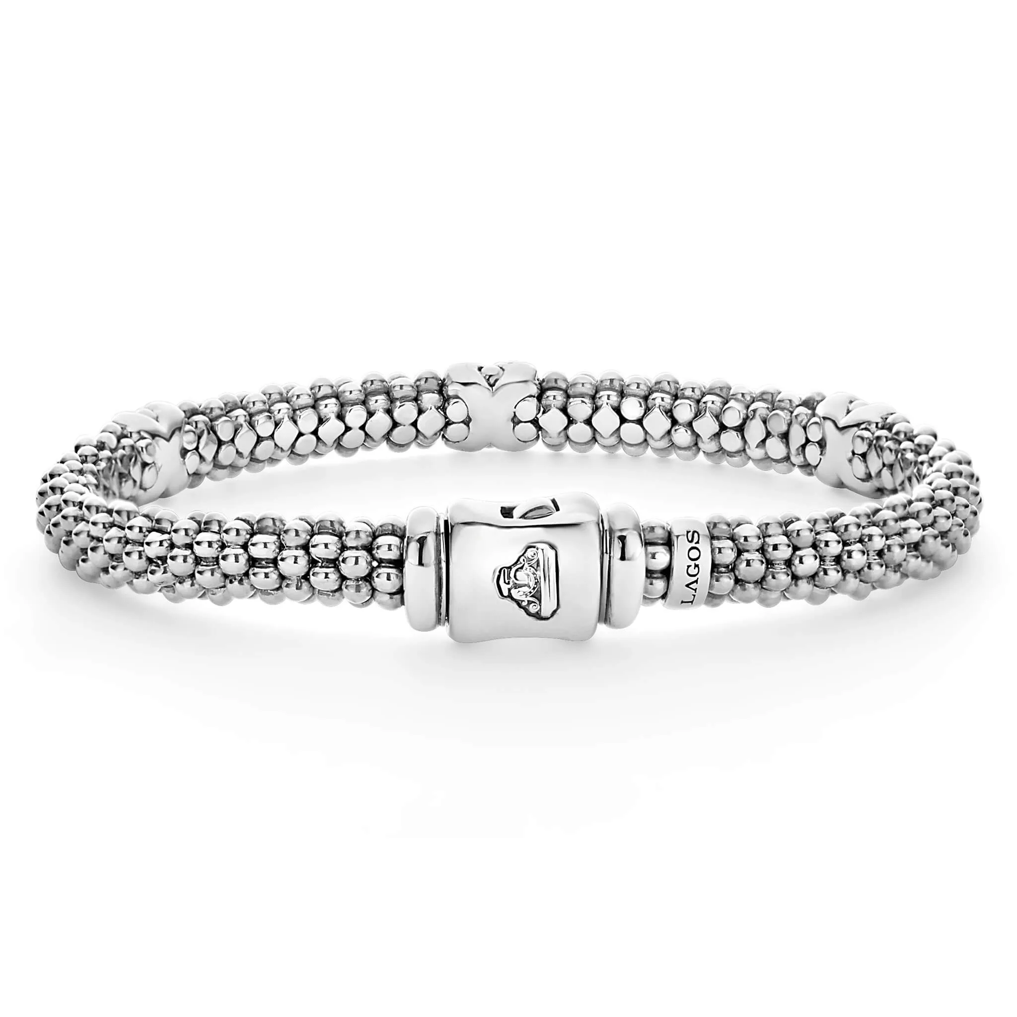 Embrace Three Station Silver X Diamond Bracelet | 6mm