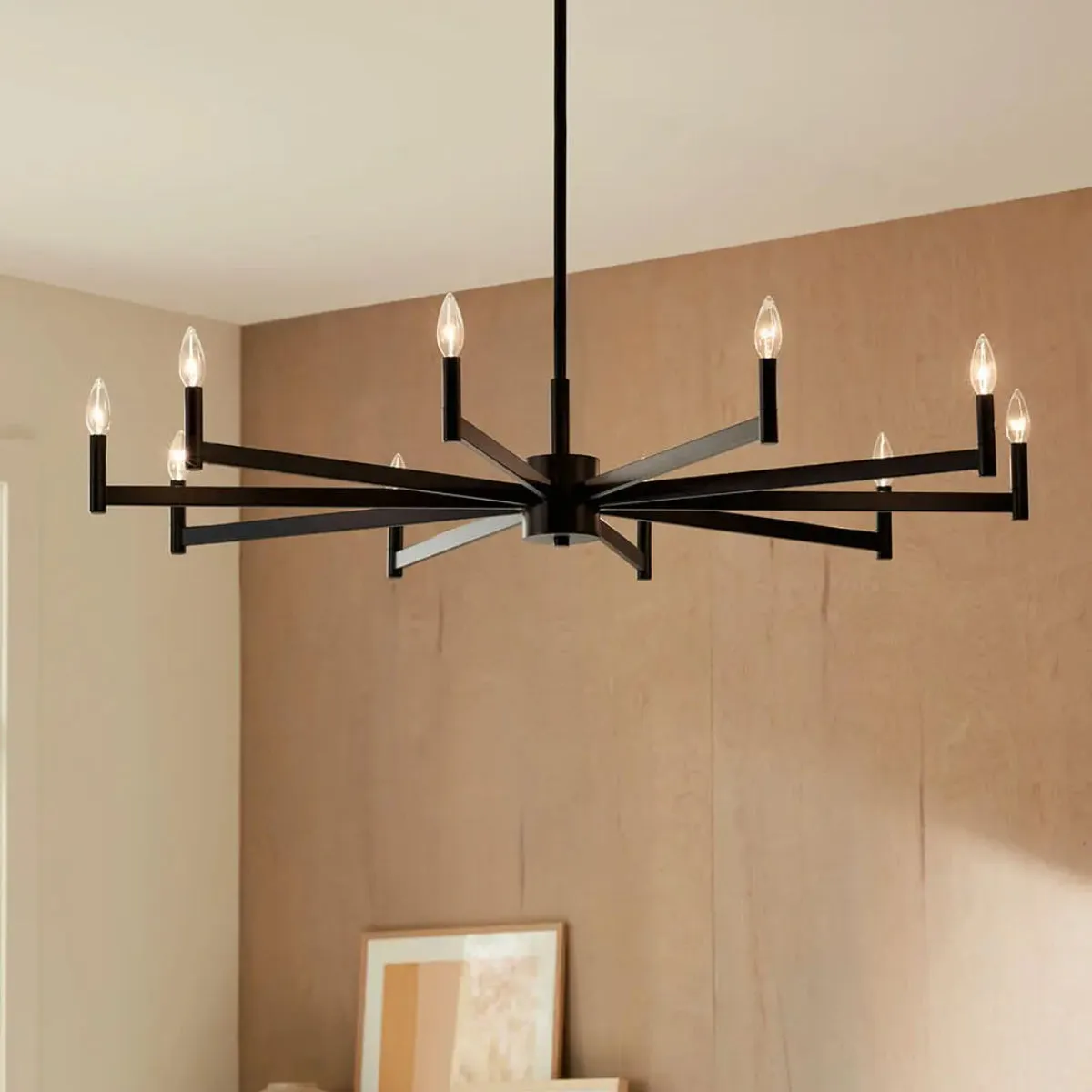 Erzo 48 in. 10 Lights Chandelier Black Finish