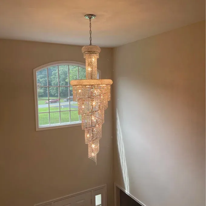 Extra Large Spiral Crystal Chandelier for Staircase/Foyer/Living room