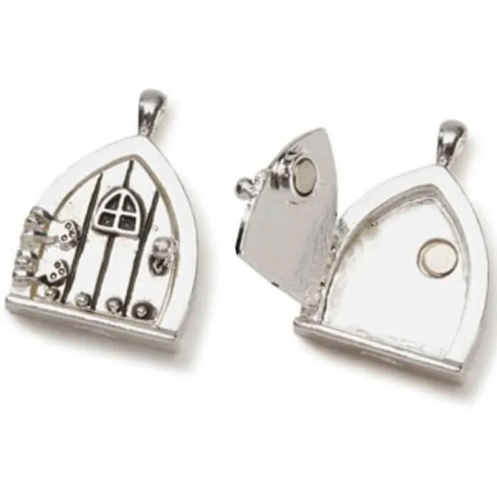 Fairy Door Charm Triangle Window DoorAntique Silver