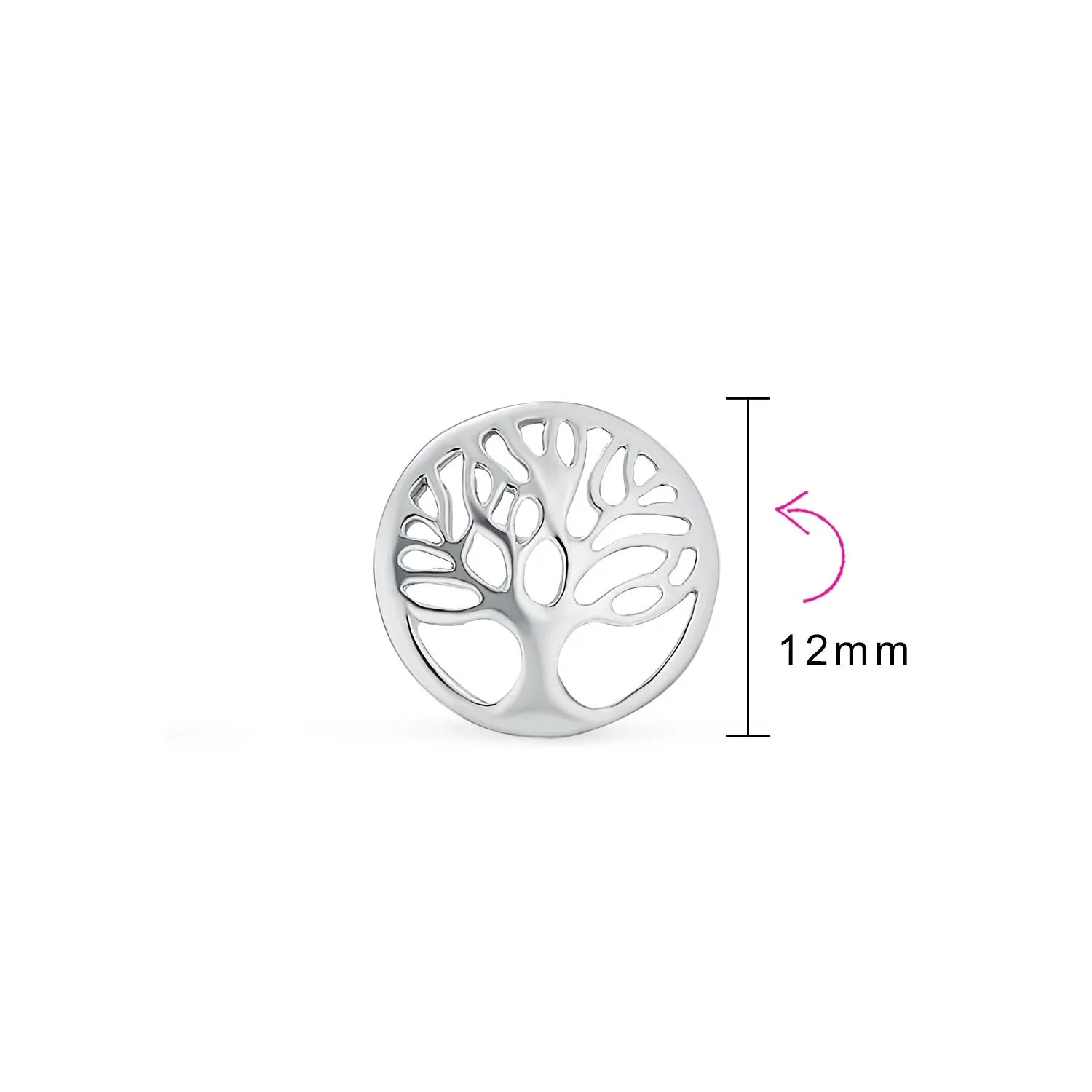 Family Oval Circle Wishing Tree of Life Drop Stud Earrings .925 Silver