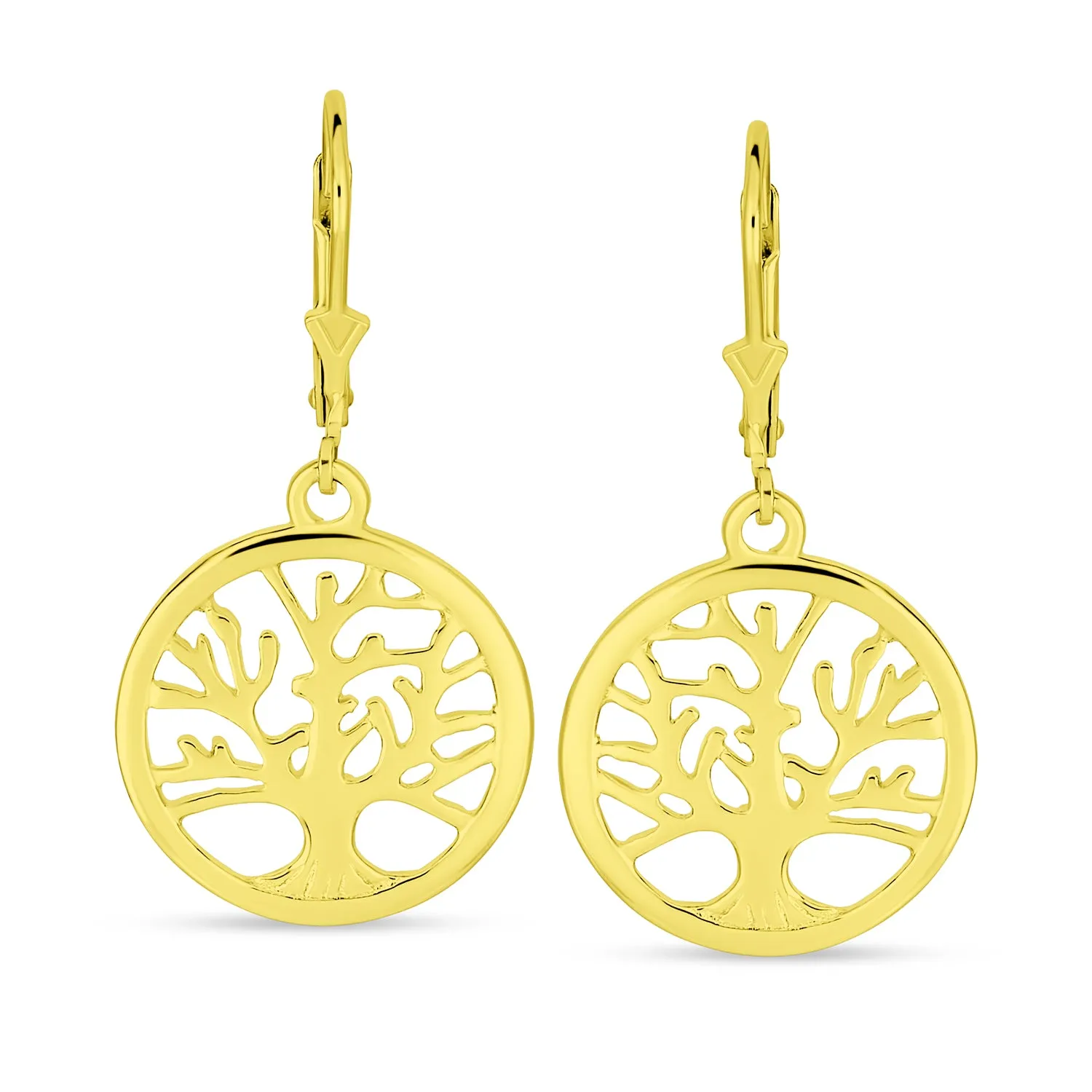 Family Oval Circle Wishing Tree of Life Drop Stud Earrings .925 Silver