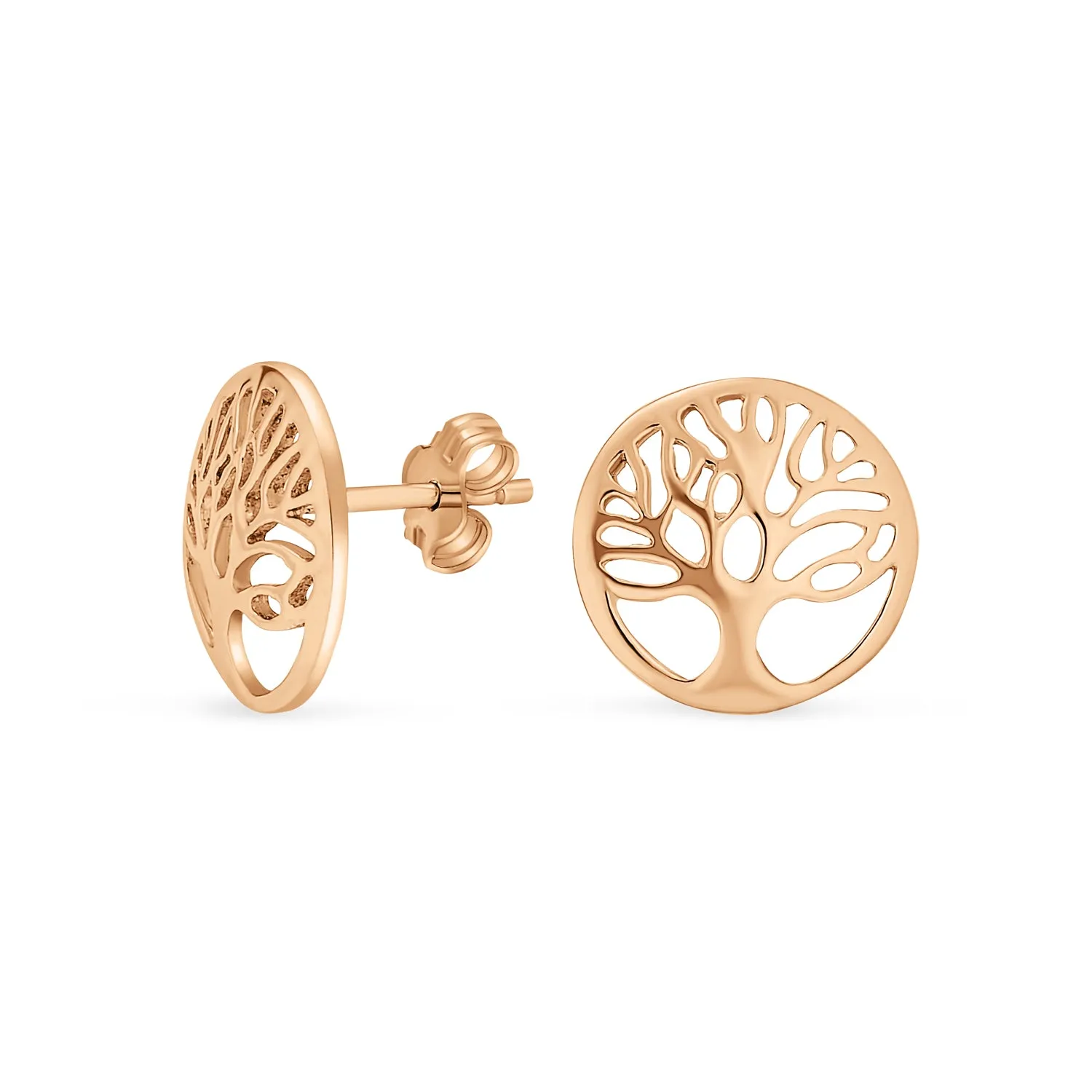 Family Oval Circle Wishing Tree of Life Drop Stud Earrings .925 Silver