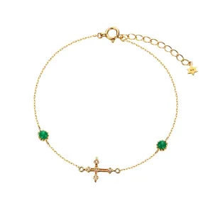 FANCIME "Rosemary" Cross 14k Yellow Gold Bracelet