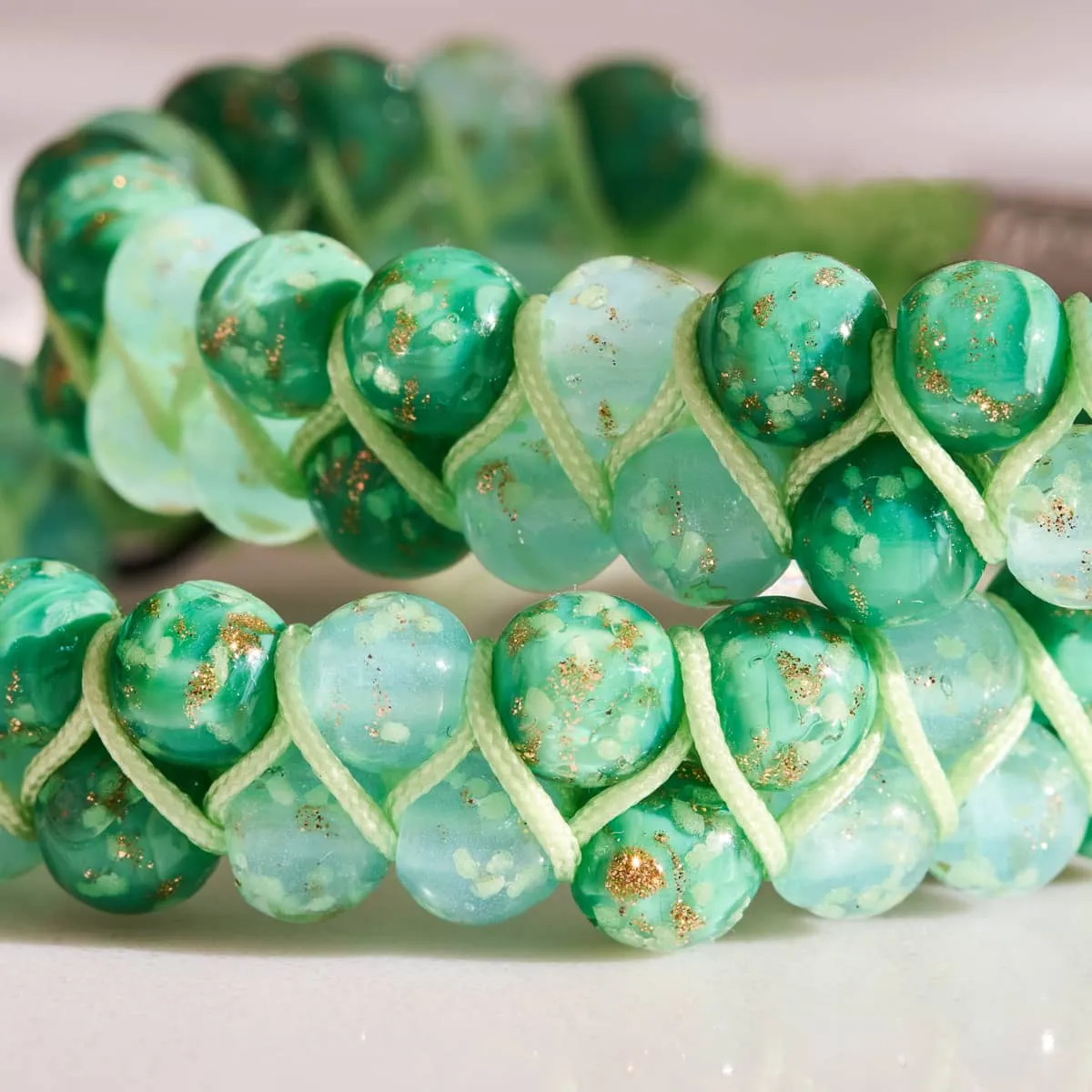 Firefly Meadow | Succulent x Kiwi | Double Firefly Glass Bracelet