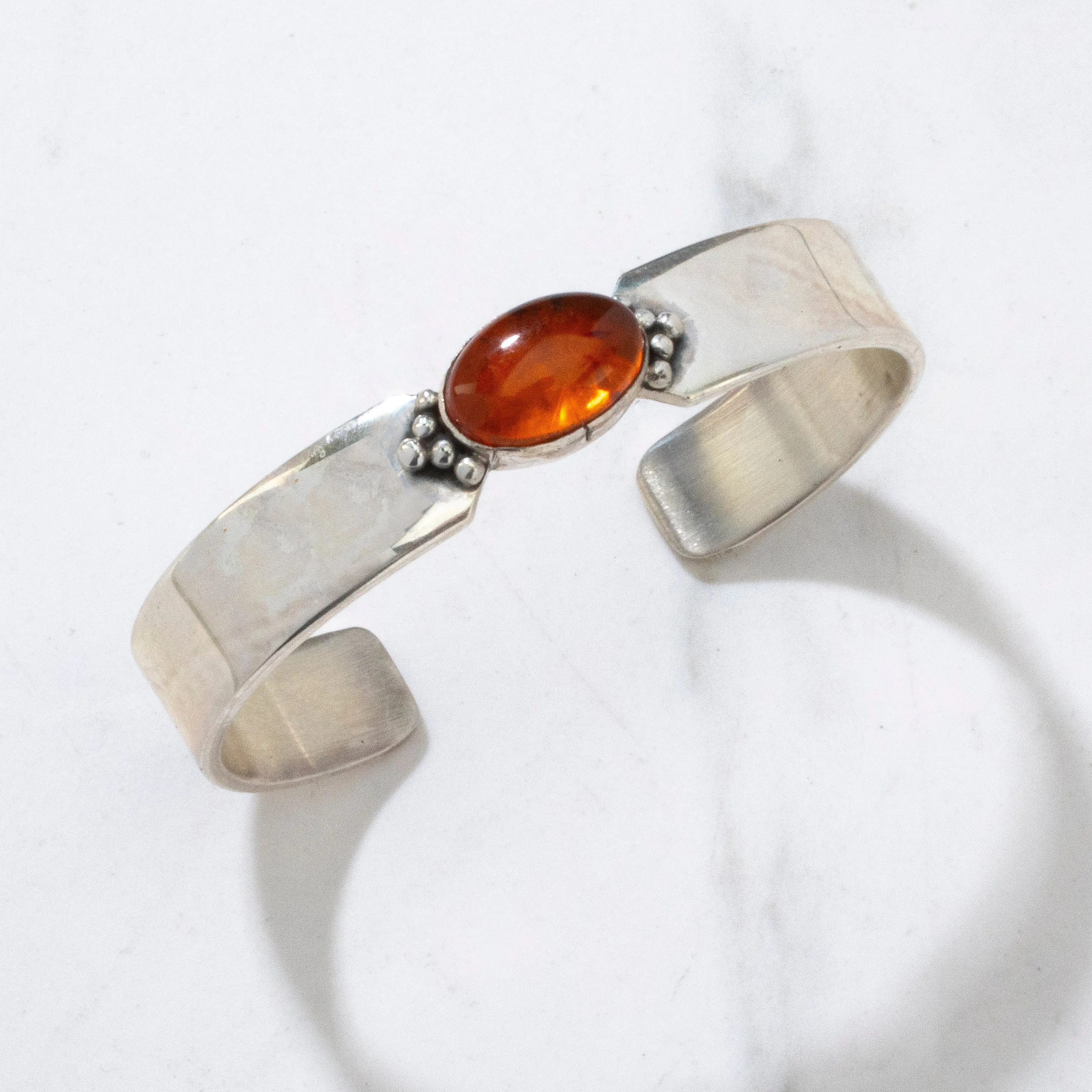 Gabriel Yazzie Navajo Amber USA Native American Made 925 Sterling Silver Cuff