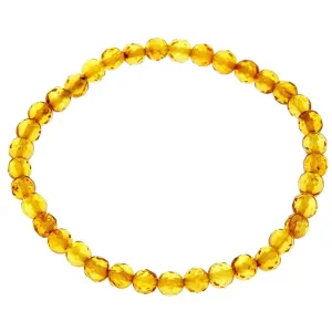 Genuine Baltic Amber Elastic Bracelet Unisex - Faceted Amber Beads 5x5 mm - BT0165