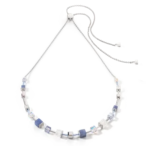 GeoCUBE® Precious & Slider Closure necklace silver-blue