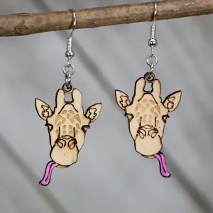 Giraffe Face Wooden Dangle Earrings by Cate's Concepts, LLC