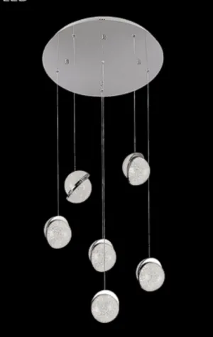 Globe Slider 6 Pendant Chandelier Round 20in x 22H Silver Imperial Crystal