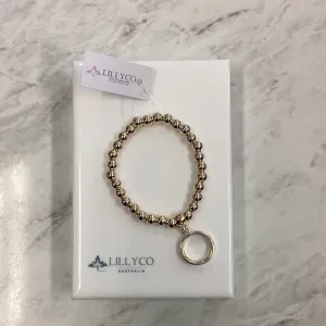 Gold Bead Bracelet With Ring Charm**