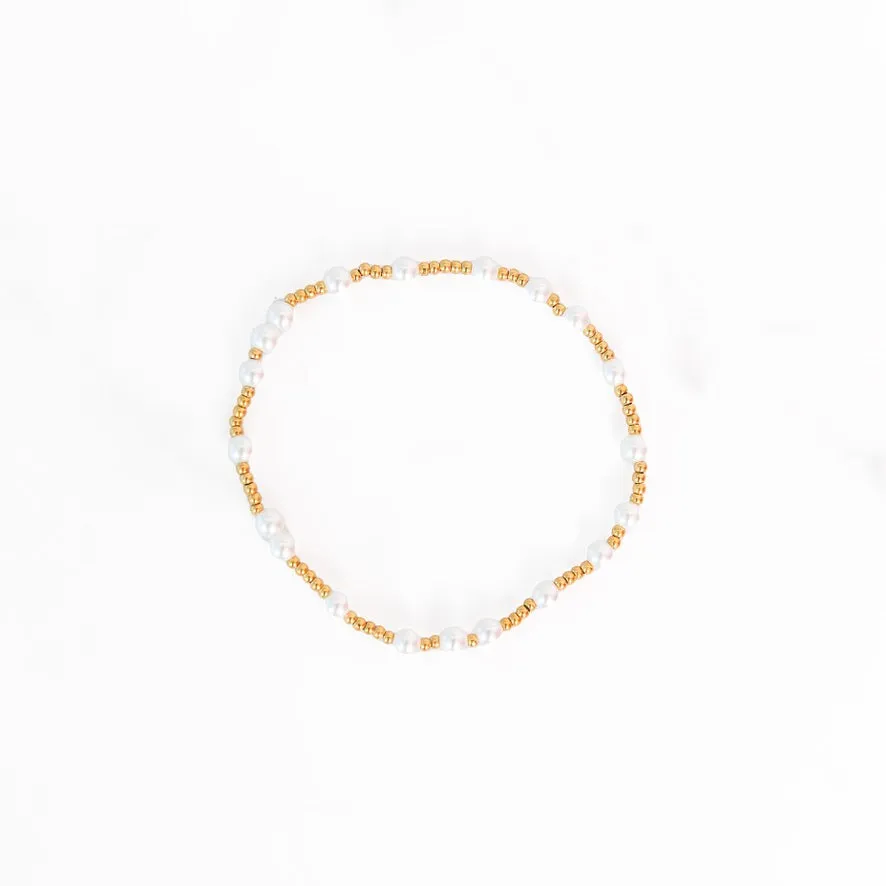 Gold Beaded Bracelet with Pearls