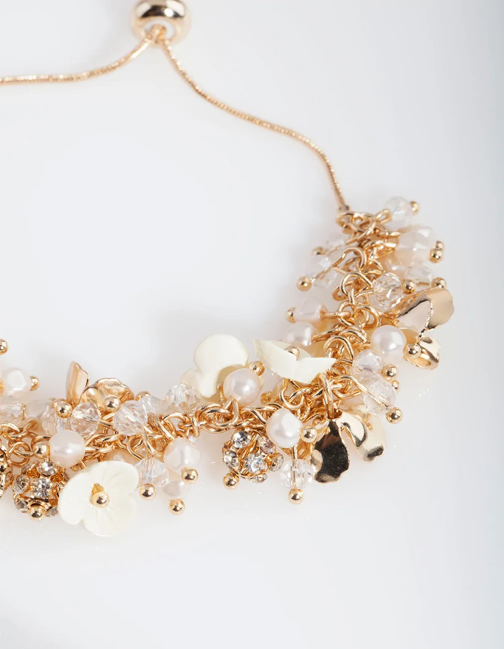 Gold Flower Pearl Bracelet