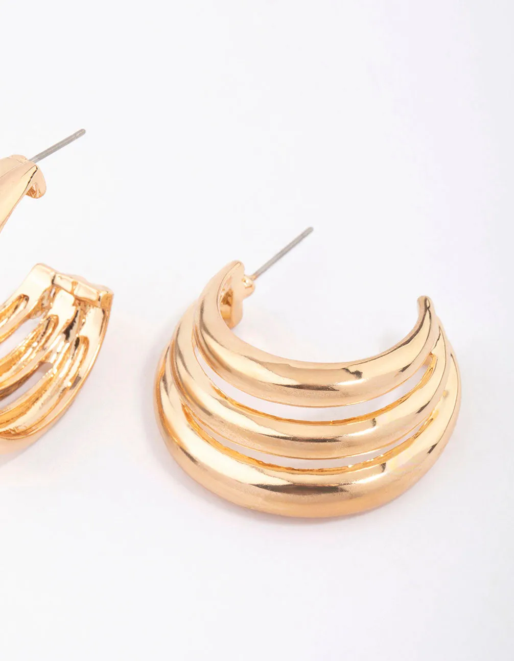 Gold Layered C-Shaped Illusion Hoop Earrings