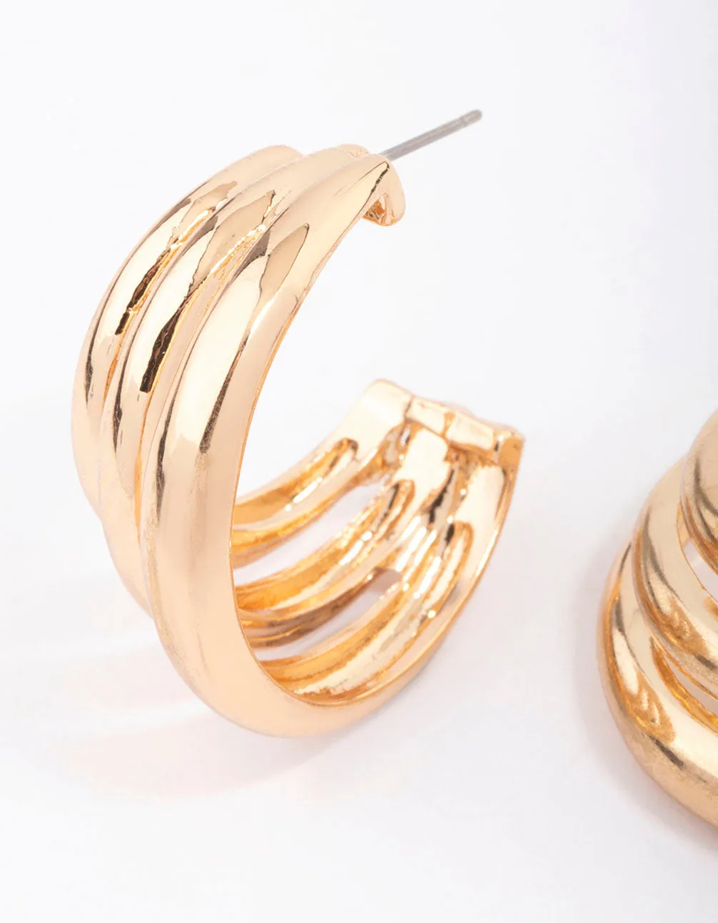 Gold Layered C-Shaped Illusion Hoop Earrings