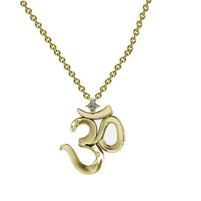 Gold OM yoga Necklace with Gemstone