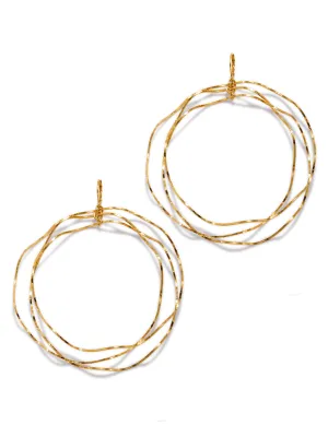 Gold Triple Wavy Halo Hoop Earrings