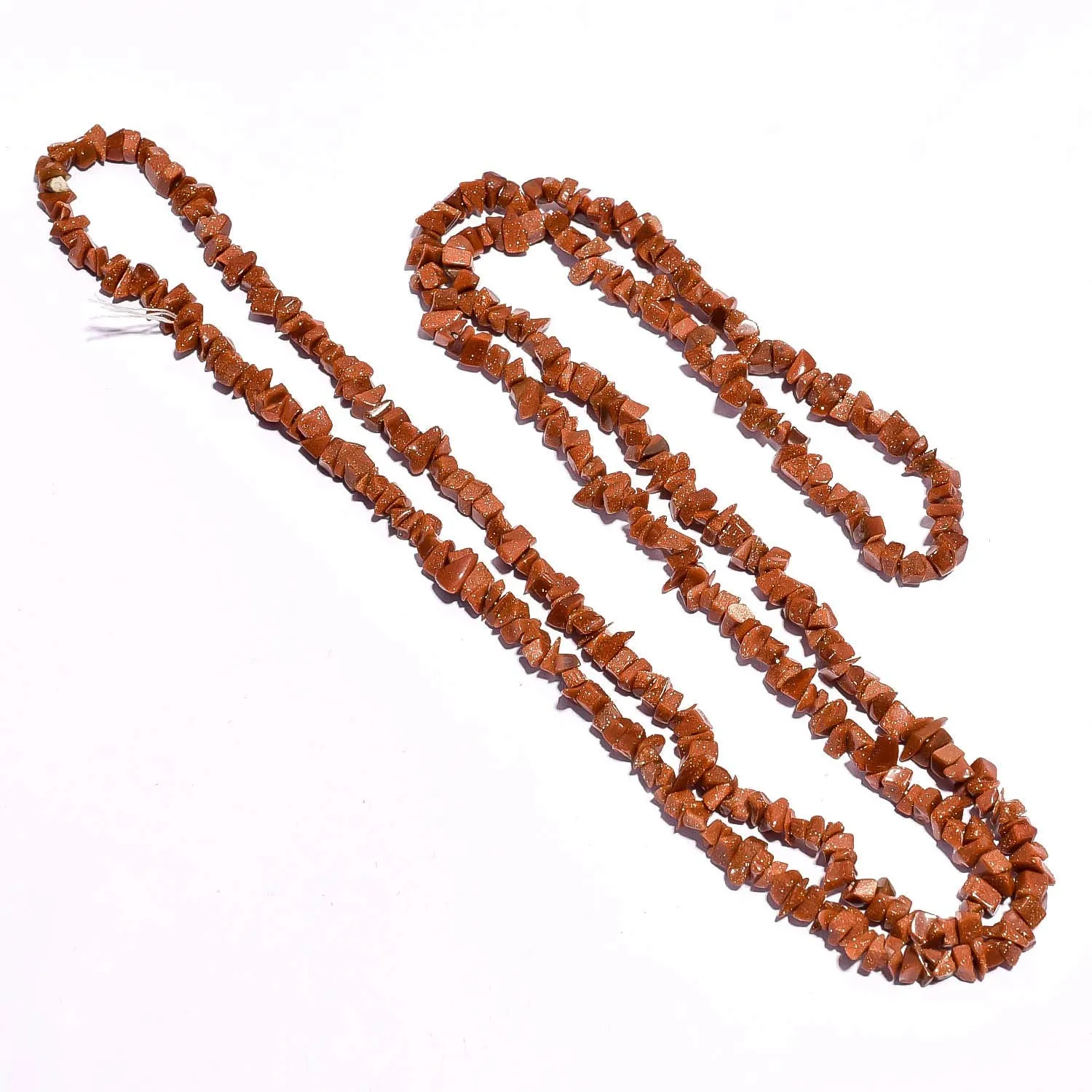 Goldstone / Sangsitara Mala Necklace Natural Crystal Stone Uncut Chip AAA Quality Beads Mala for Reiki Healing & Crystal Healing Stone for Unisex