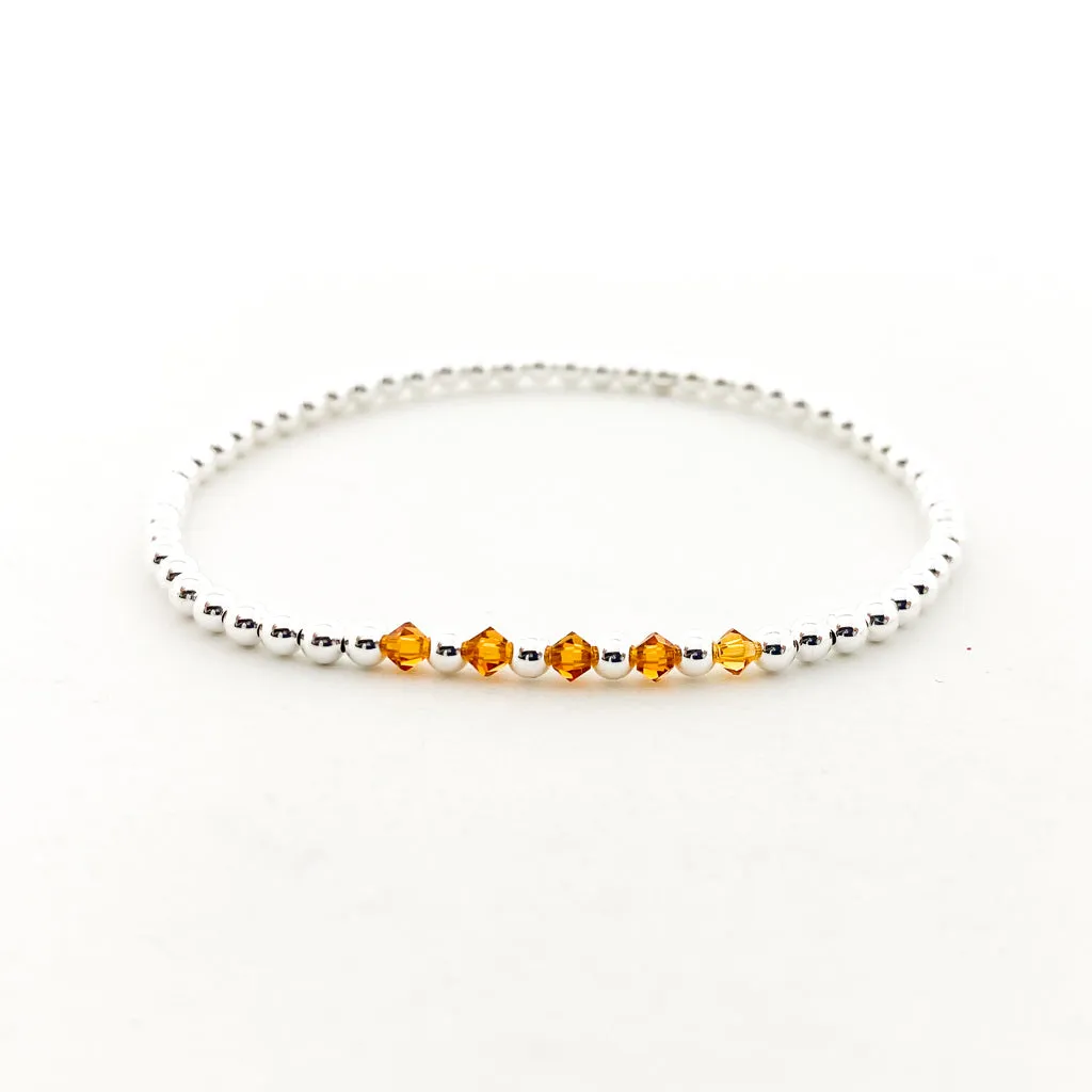 Gracie Beaded Birthstone Accented Bracelet | 3mm