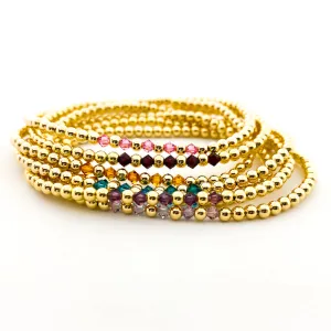 Gracie Beaded Birthstone Accented Bracelet | 3mm