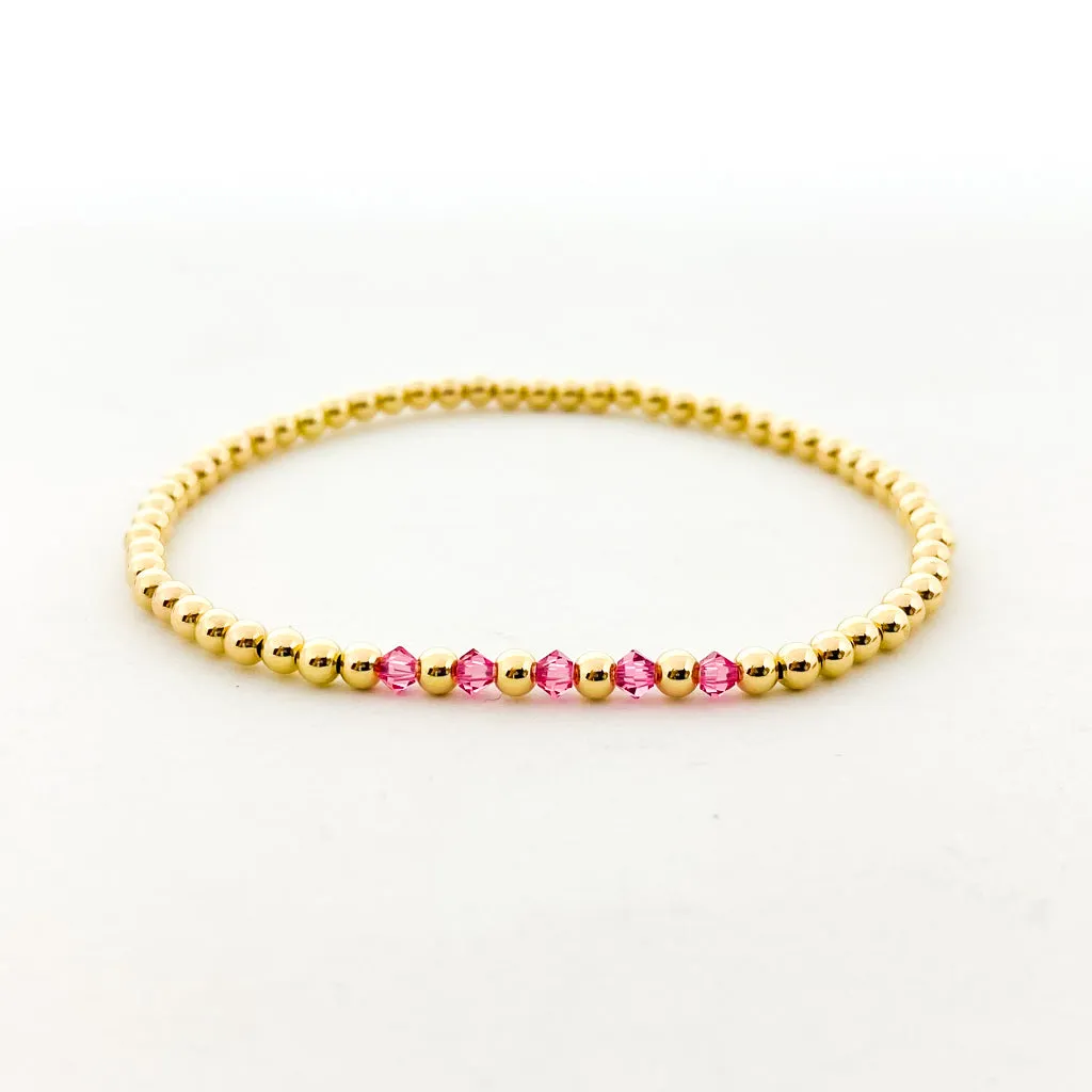 Gracie Beaded Birthstone Accented Bracelet | 3mm