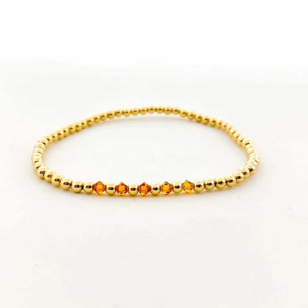 Gracie Beaded Birthstone Accented Bracelet | 3mm