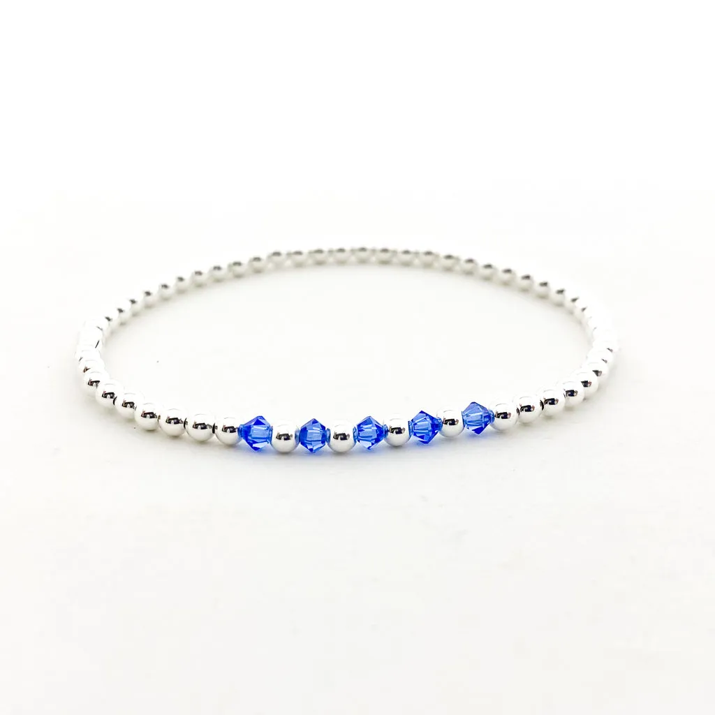 Gracie Beaded Birthstone Accented Bracelet | 3mm