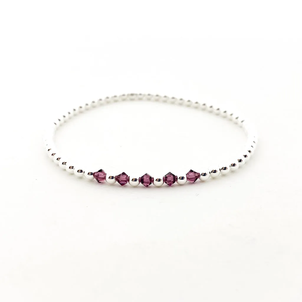 Gracie Beaded Birthstone Accented Bracelet | 3mm